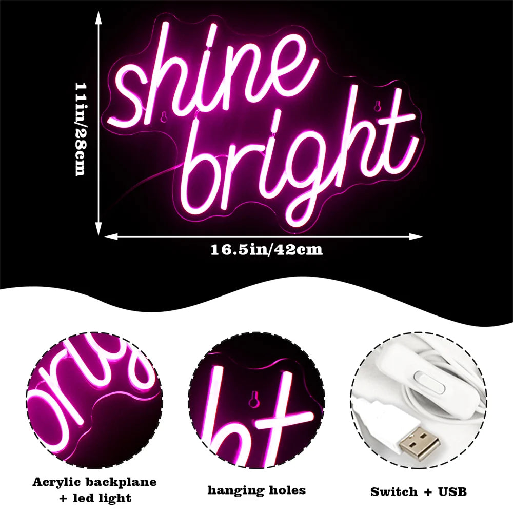 Letreiro de LED 5V USB Shine Bright - Econômico