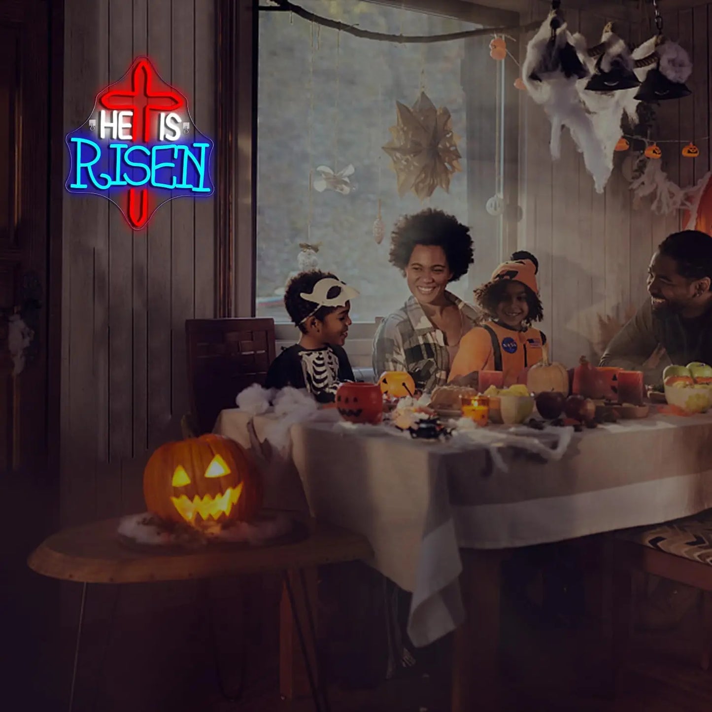 Ele Ressuscitou Halloween 5V USB Letreiro de LED - Econômico