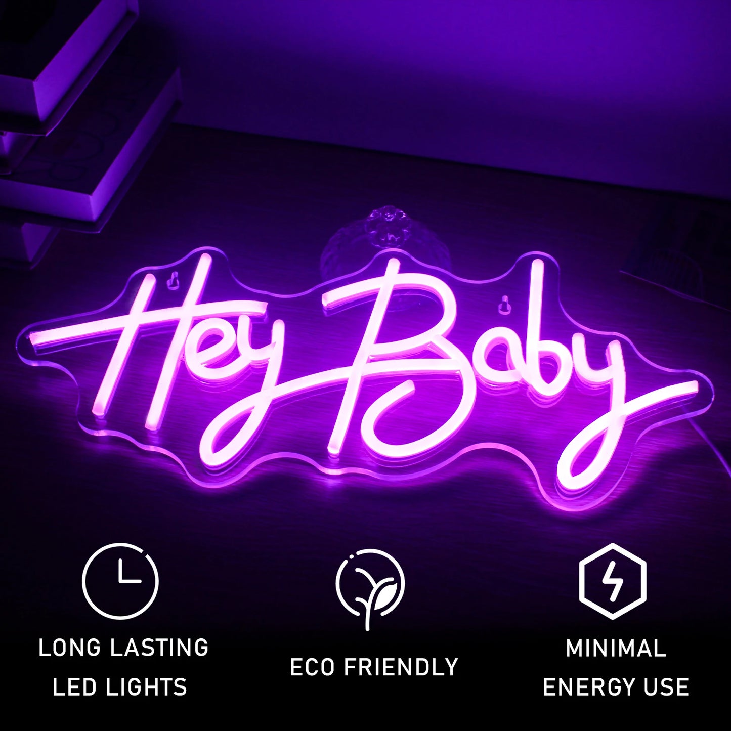 Hey Baby Letreiro de LED 5V USB - Econômico