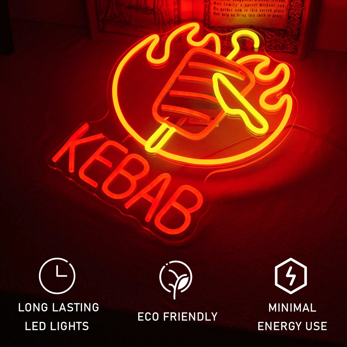 Letreiro de LED USB 5V Kebab - Econômico