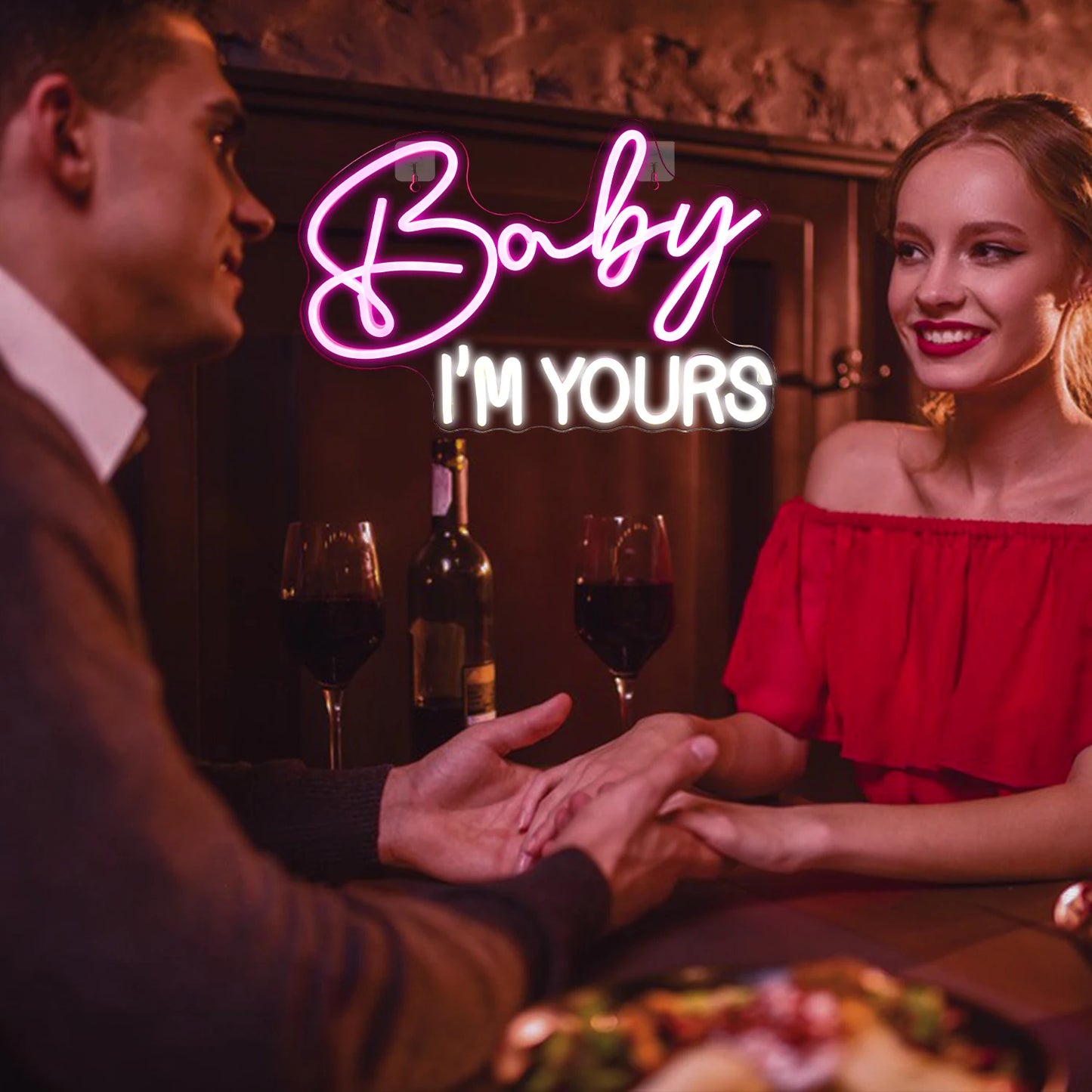 Letreiro de LED "Baby I'm Yours" 5V USB - Econômico