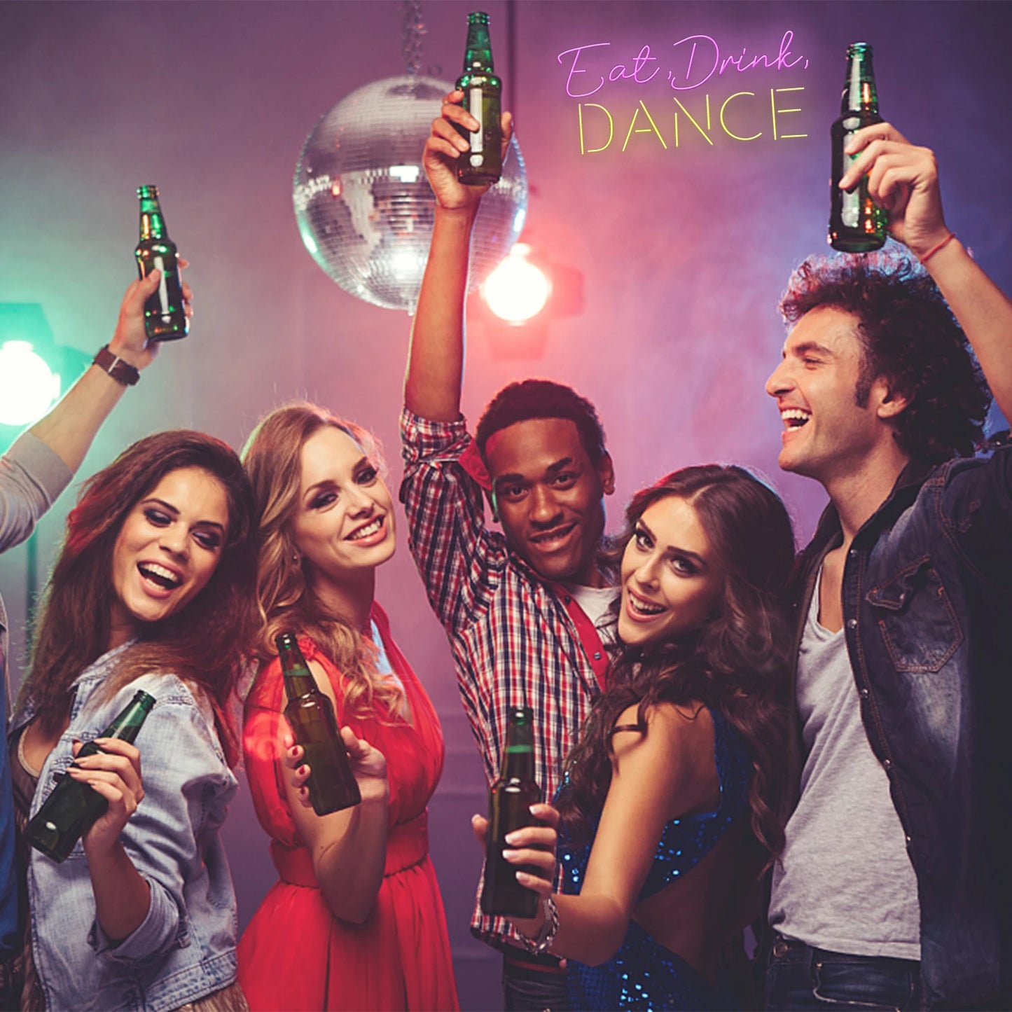 Placa de LED "Eat Drink Dance" 5V USB - Econômica