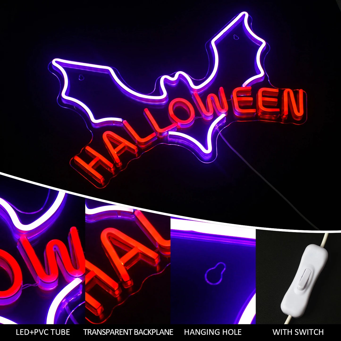 Letreiro de LED USB 5V para Halloween - Econômico