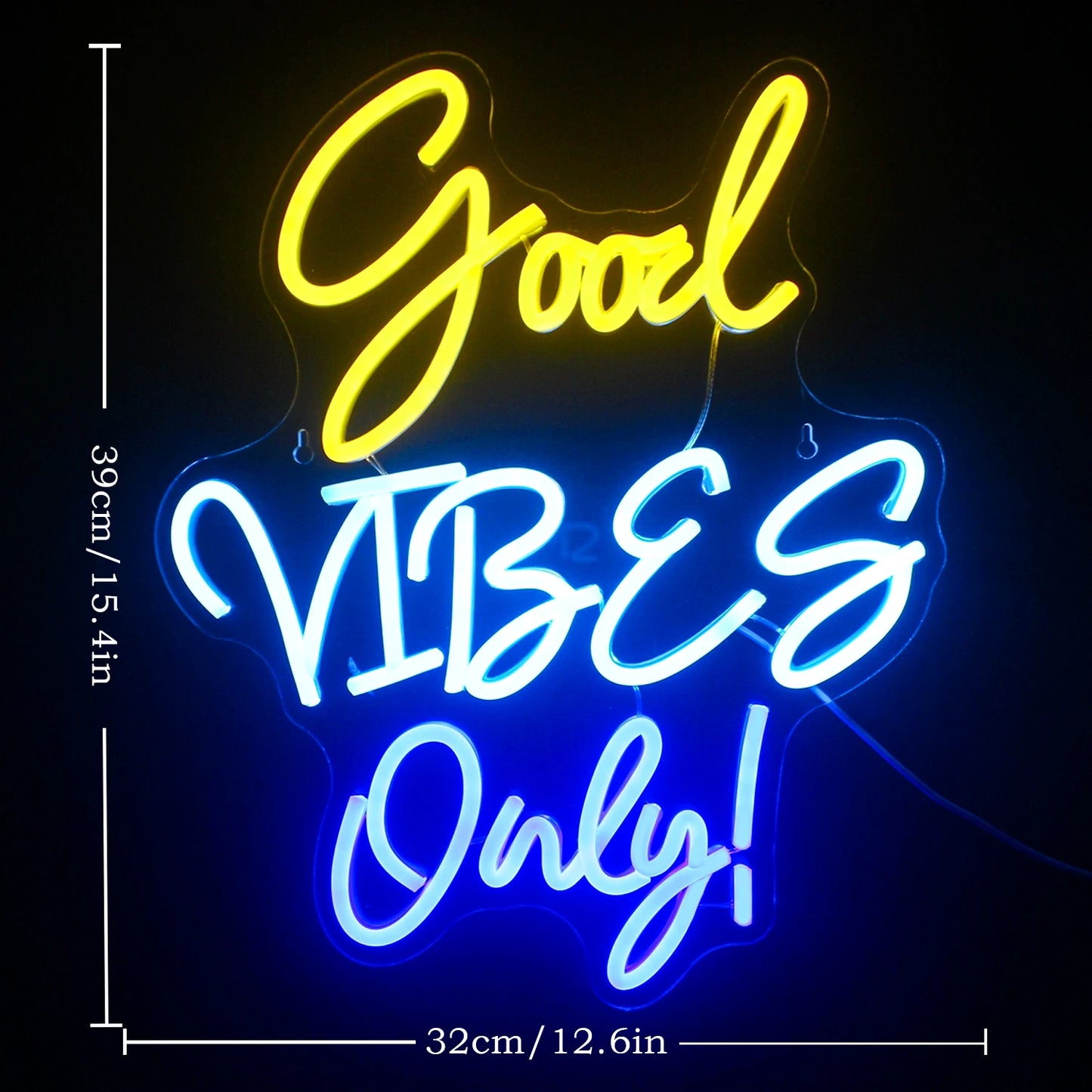 Letreiro de LED USB 5V Good Vibes Only - Econômico