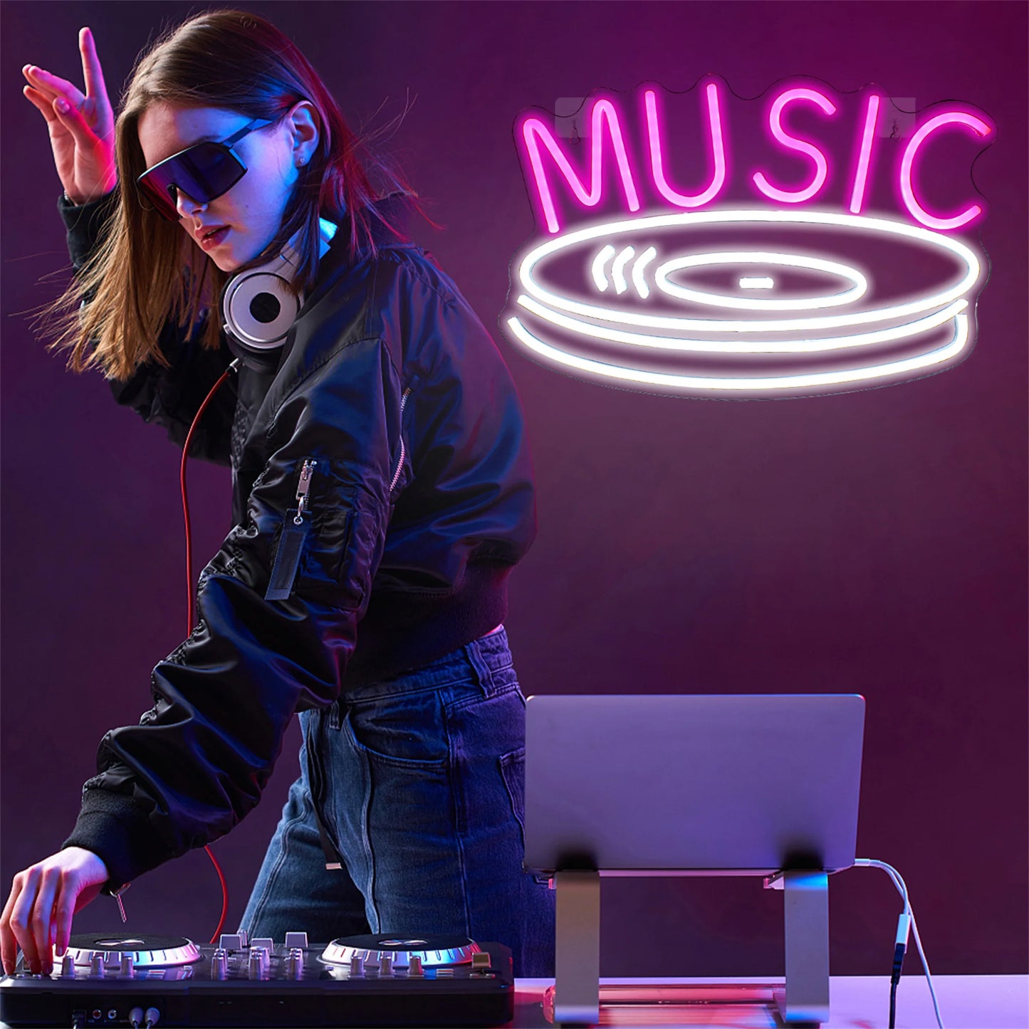 Theartneon Disco de Música Letreiro de LED USB Mini 5V - Econômico
