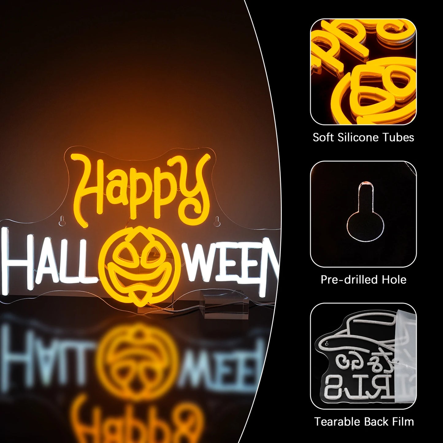 Letreiro de LED Happy Halloween 5V USB - Econômico
