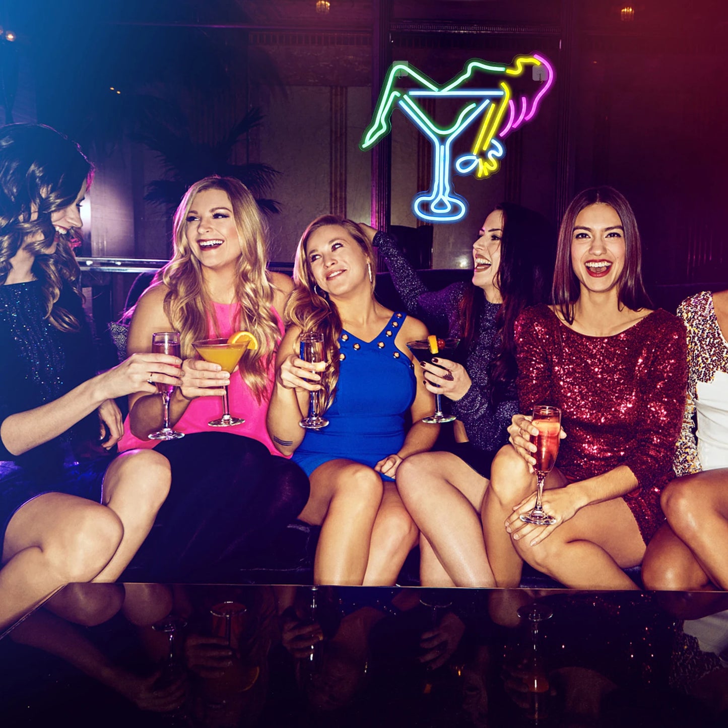 Taça de Vinho Feminina Letreiro de LED USB 5V - Econômico