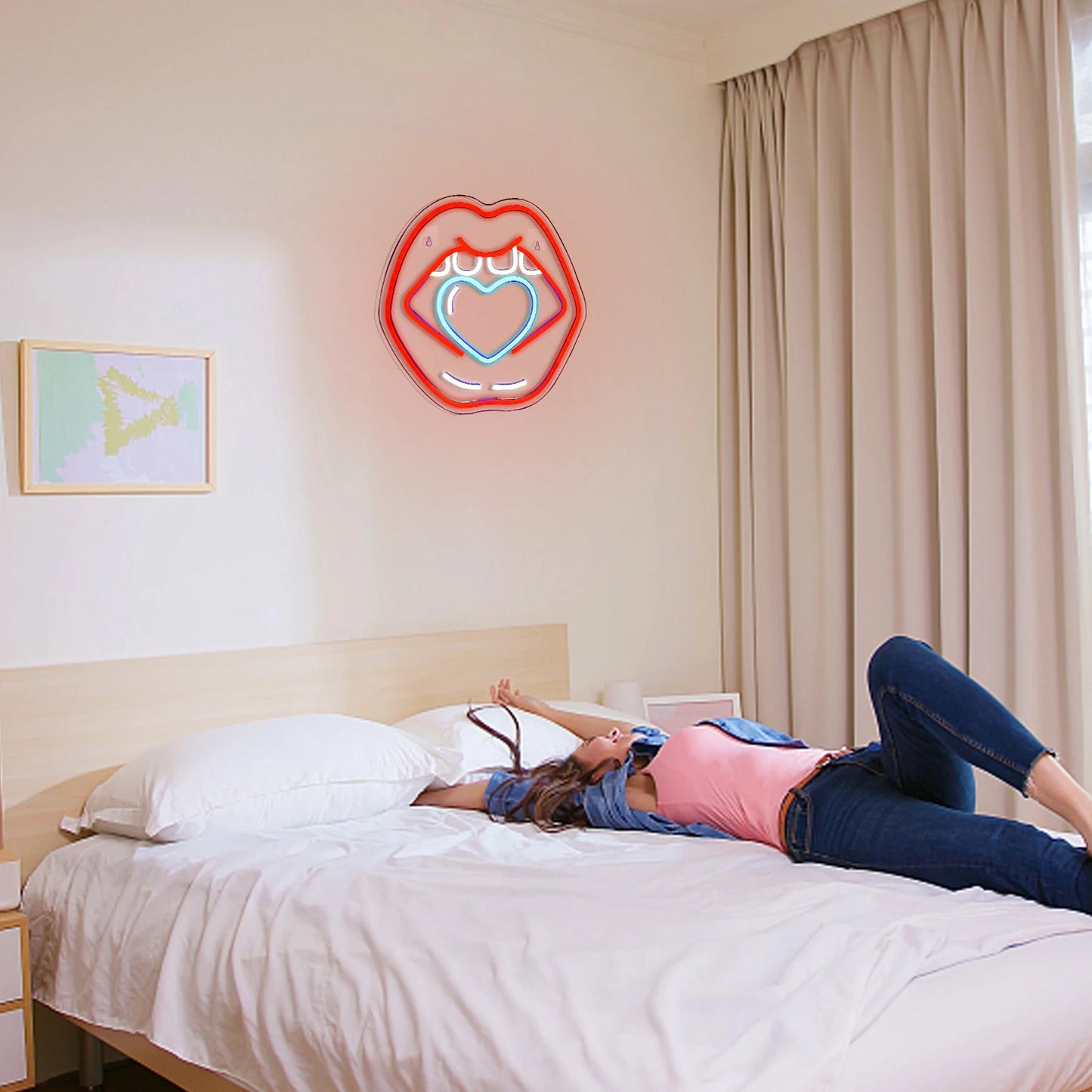 Caring Lips Letreiro de LED USB 5V - Econômico