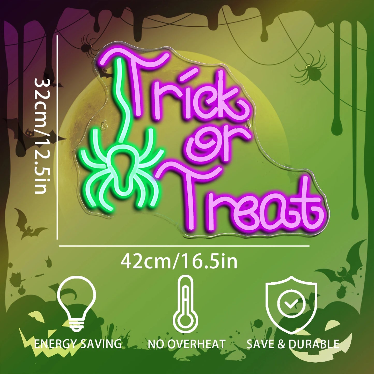 Placa de LED Aranha Trick Or Treat 5V USB - Econômica