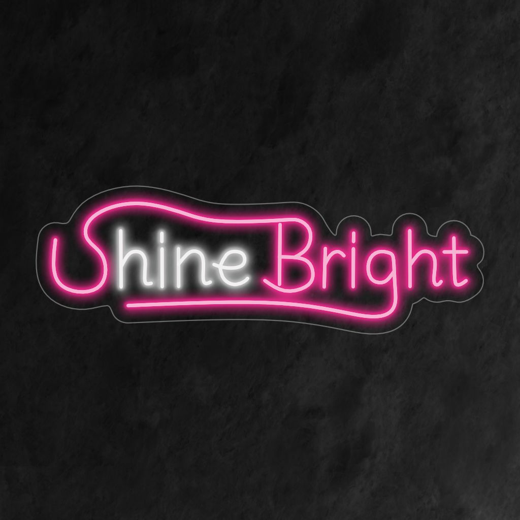 "Shine Bright Neon Letreiro" ilumina seu espaço com uma mensagem positiva, lançando um brilho vibrante e encorajador, criando um ambiente alegre e inspirador em sua decoração.