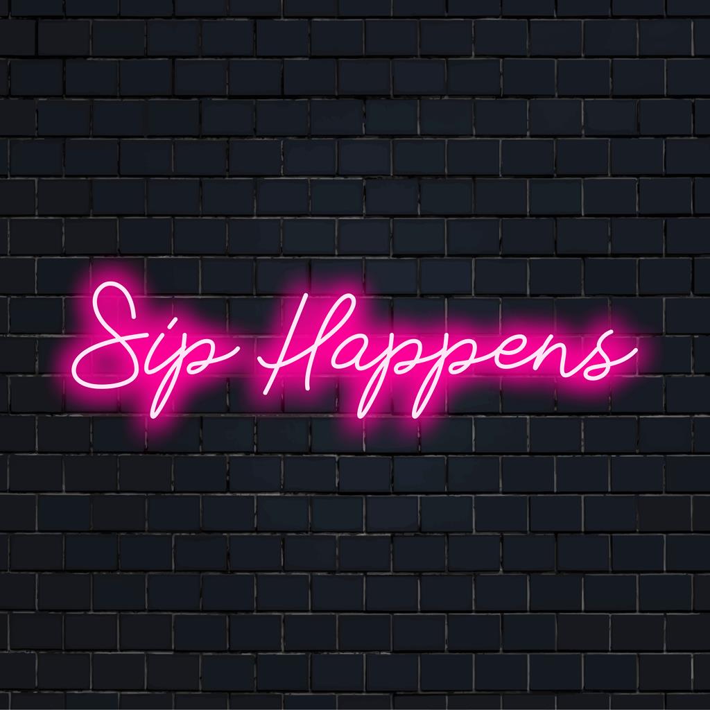 Placa de LED Sip Happens, decoração neon chique. Design de LED personalizado, brilho vibrante, perfeito para adicionar humor a qualquer espaço.
