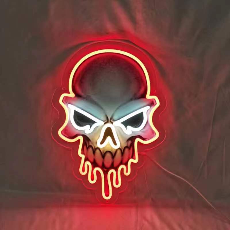 Letreiro LED neon com impressão UV de caveira - The Art Neon