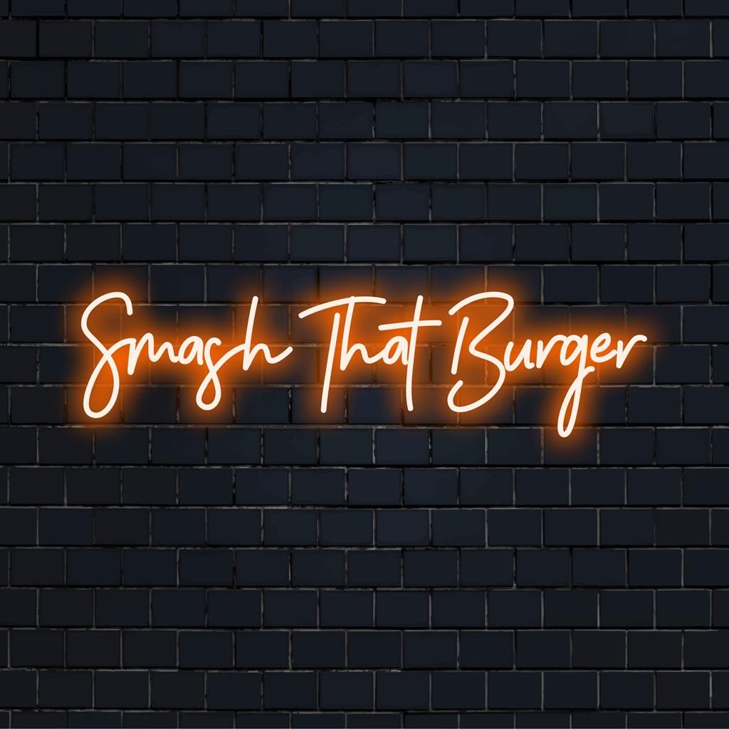 Letreiro de LED neon vibrante para o Smash That Burger, decoração personalizada ideal para adicionar um charme divertido a qualquer espaço.