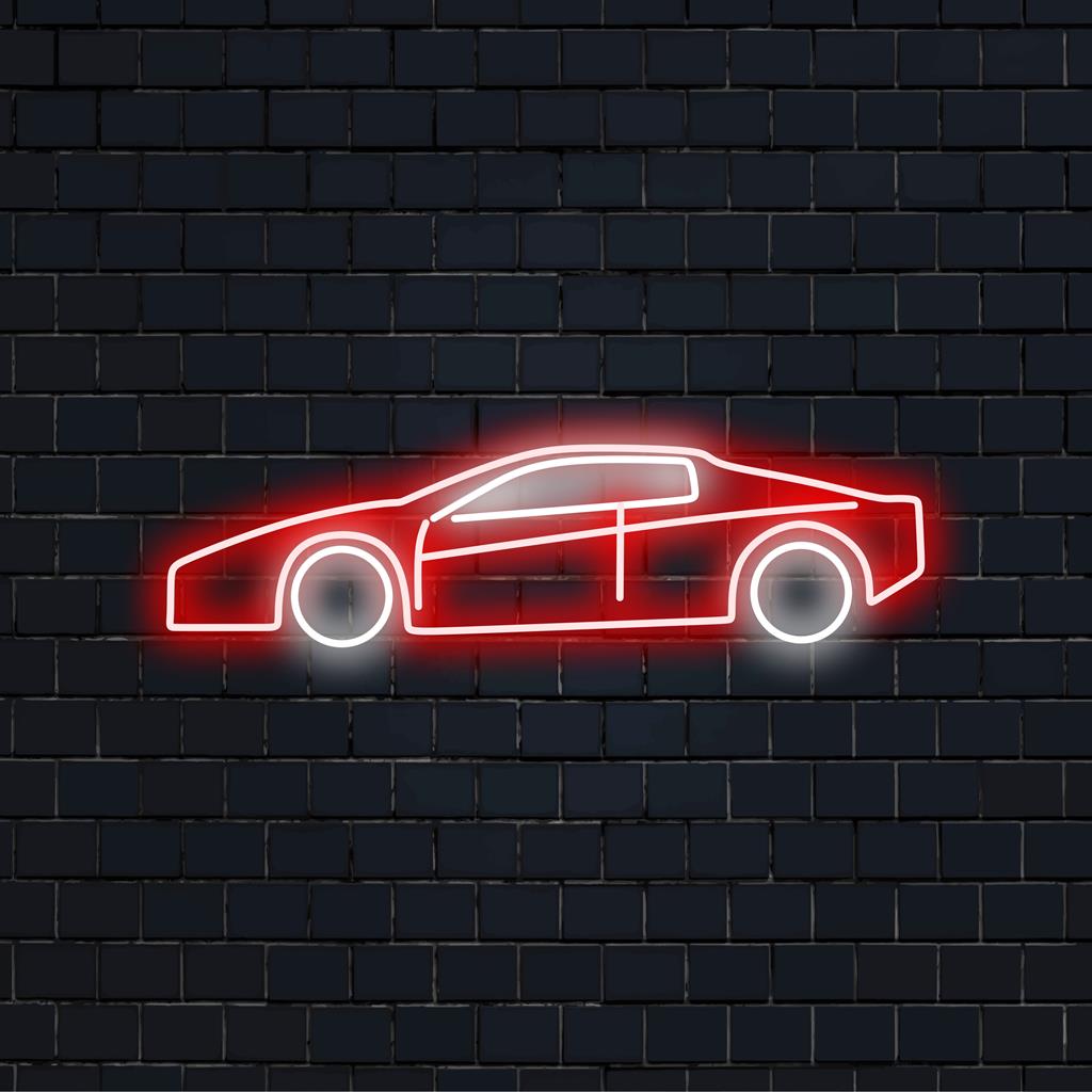 Letreiro de LED neon com design elegante de carro esportivo; decoração personalizada perfeita para entusiastas de automóveis. Arte de parede neon, decoração com luz de LED.