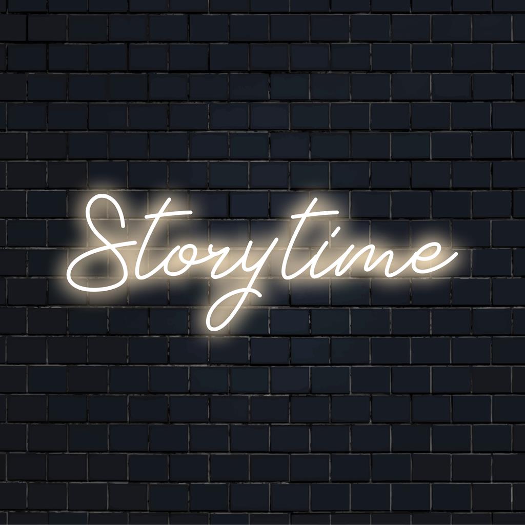 Letreiro de LED neon vibrante e personalizado intitulado Story Time, perfeito para adicionar um brilho personalizado a qualquer espaço.