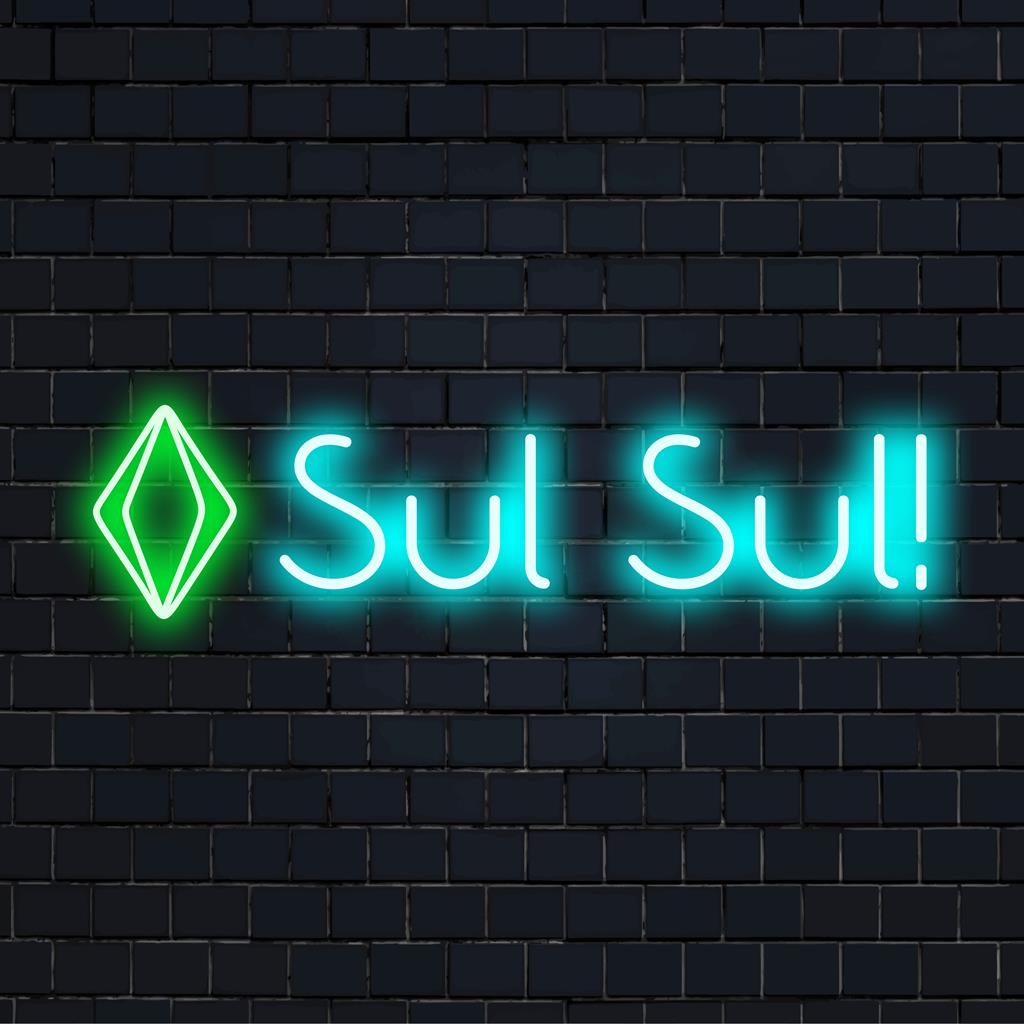 Bright Sul Sul! Placa de LED neon personalizada e feita à mão; arte de parede vibrante, perfeita para fãs dos Sims, que realça a decoração de qualquer ambiente.