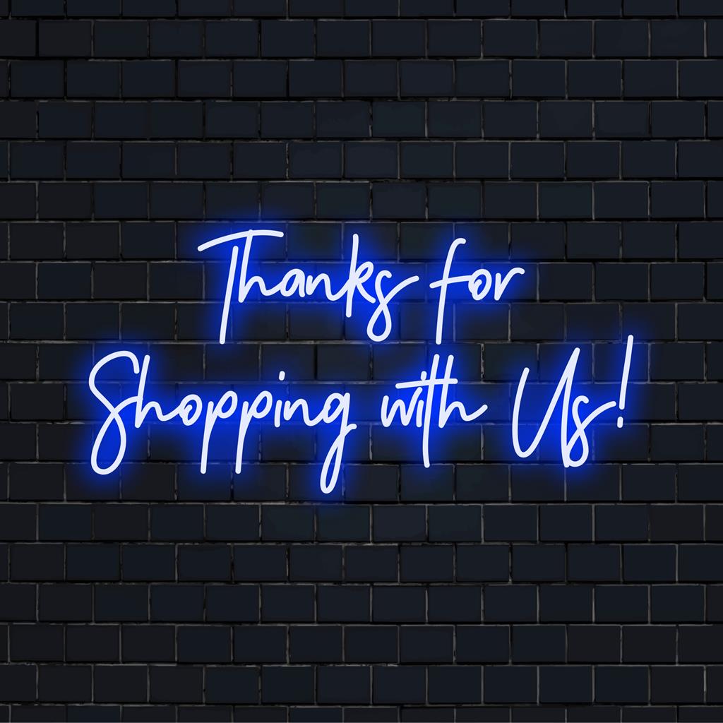 Placa de neon LED personalizada com a frase "Obrigado por Comprar Conosco"! Decoração de neon perfeita para lojas ou empresas.