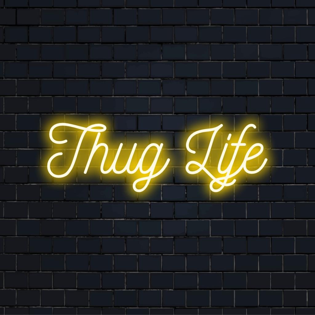 Luminária decorativa vibrante Thug Life em estilo neon personalizado, adicionando um toque único como arte de parede ou decoração de ambiente.