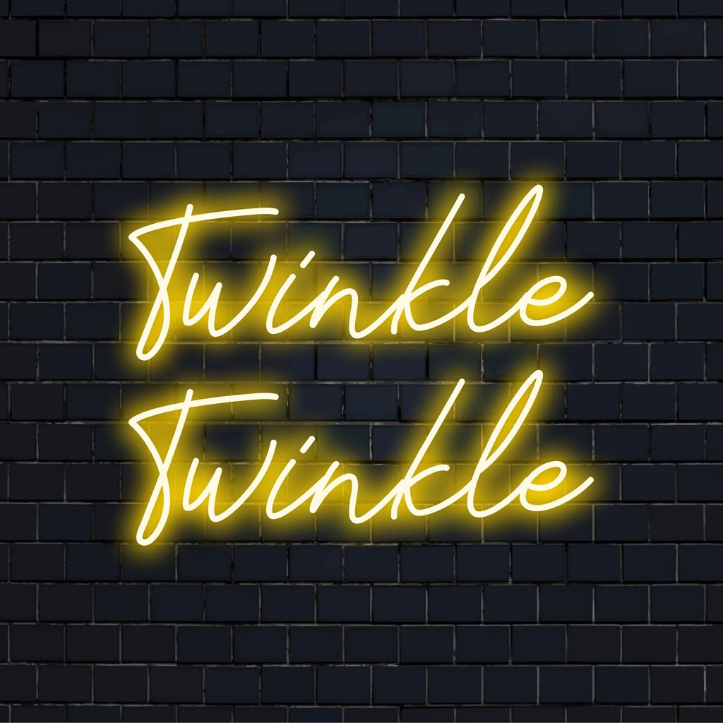 Placa de neon LED personalizada com arte de texto Twinkle Twinkle, perfeita para decoração de parede exclusiva e charme luminoso personalizado.