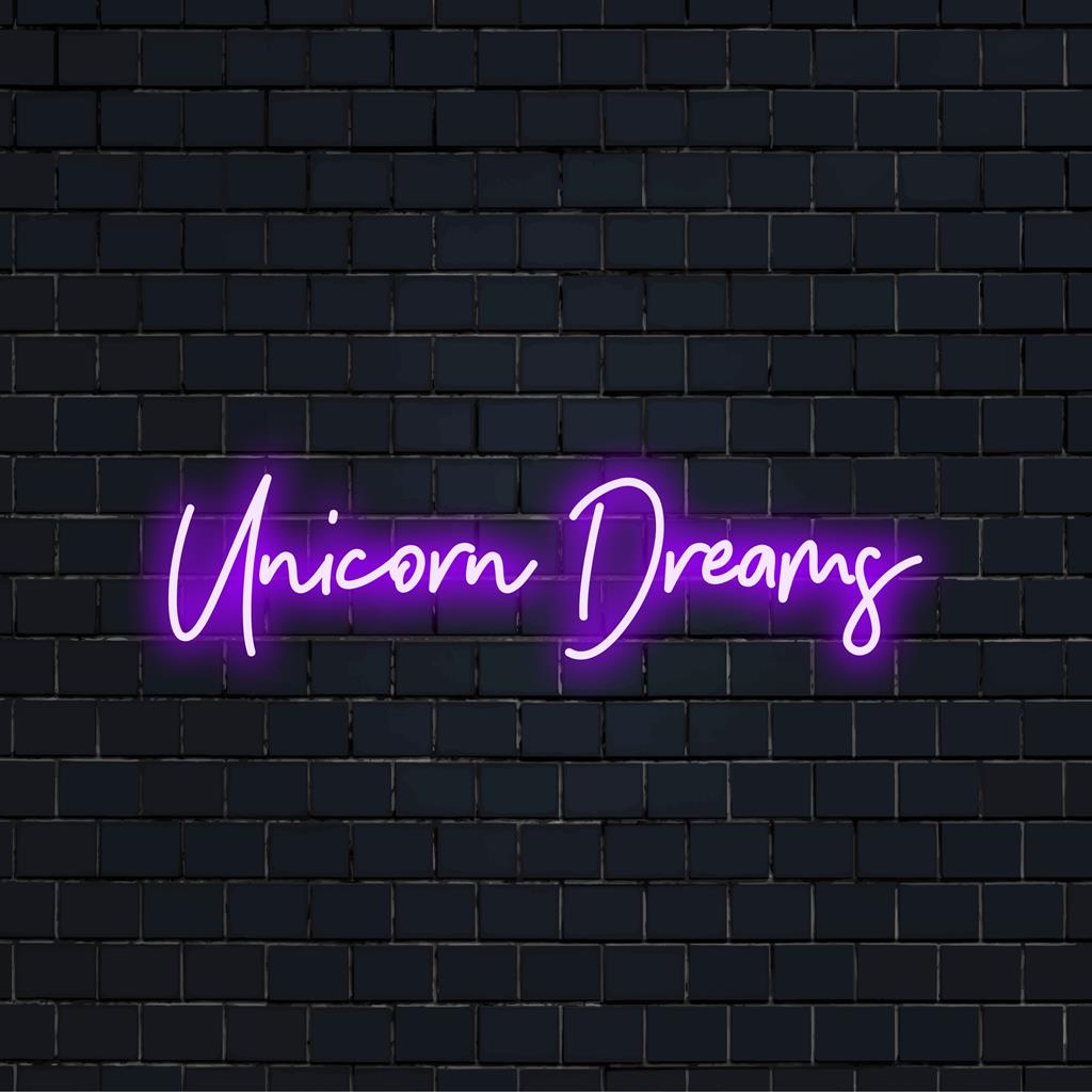 Letreiro de LED neon vibrante Unicorn Dreams; apresenta arte neon mística para decoração fantástica ��� peça mágica de LED personalizada.