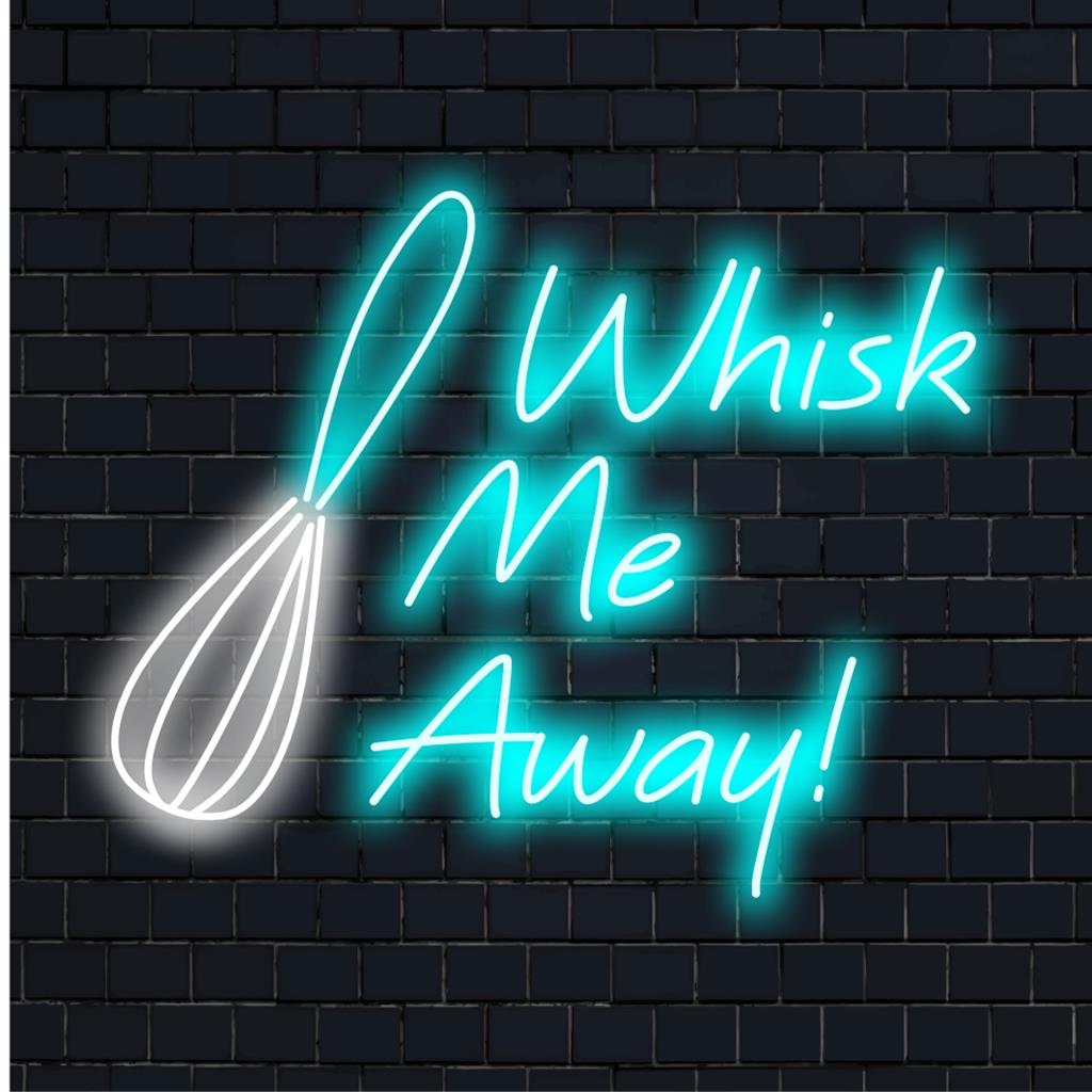 Emitindo uma elegância suave e brilhante, esta placa de LED neon feita à mão e personalizada, "Whistle Me Away!", ilumina qualquer espaço.