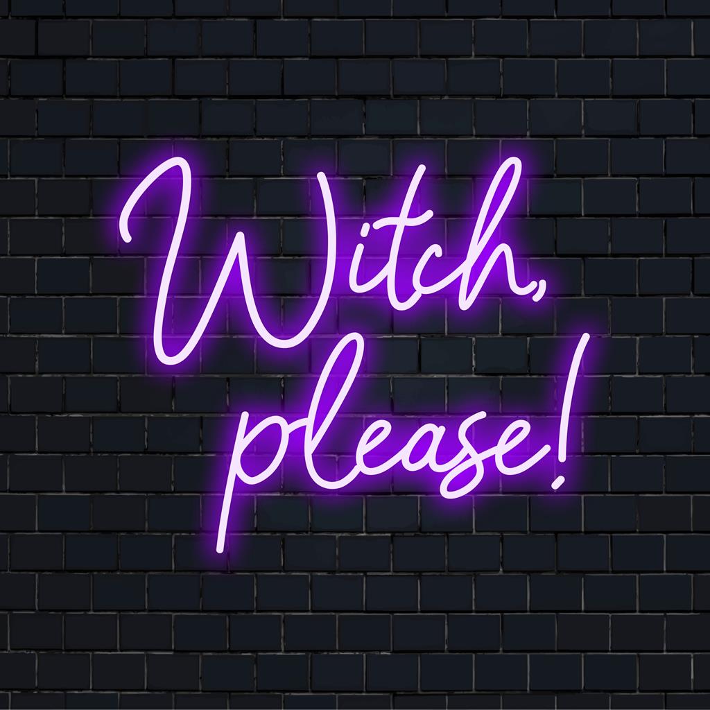 Letreiro de neon LED colorido e personalizado com o texto divertido "Bruxa, por favor!", perfeito para adicionar uma decoração vibrante de neon a qualquer espaço.