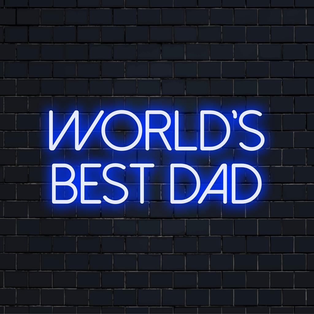 Placa de LED neon personalizada com a frase "Melhor Pai do Mundo", presente ideal para pais, luz neon vibrante para decoração de casa.