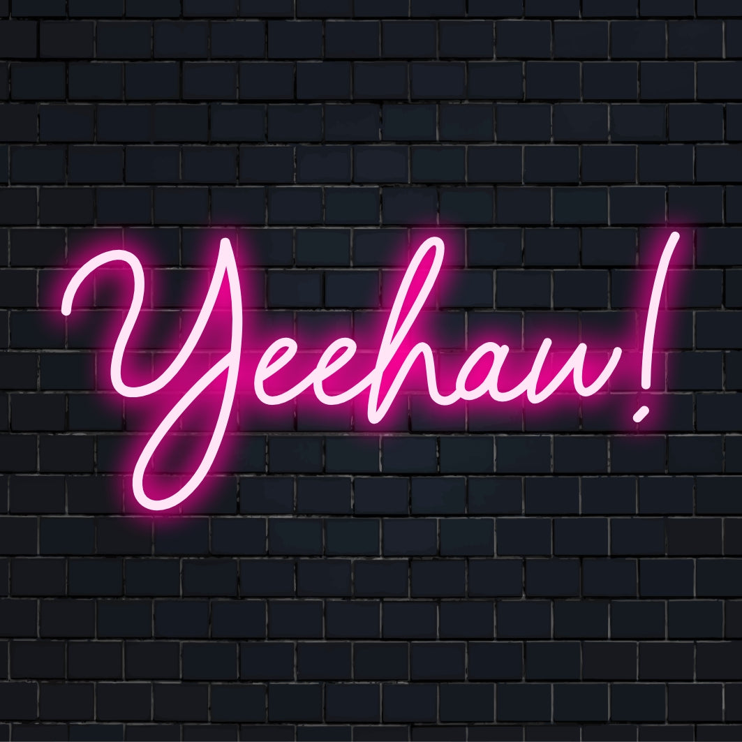 Letreiro de LED neon Yeehaw brilhante e vibrante, uma peça artesanal perfeita para decoração exclusiva ou ambientes comemorativos.