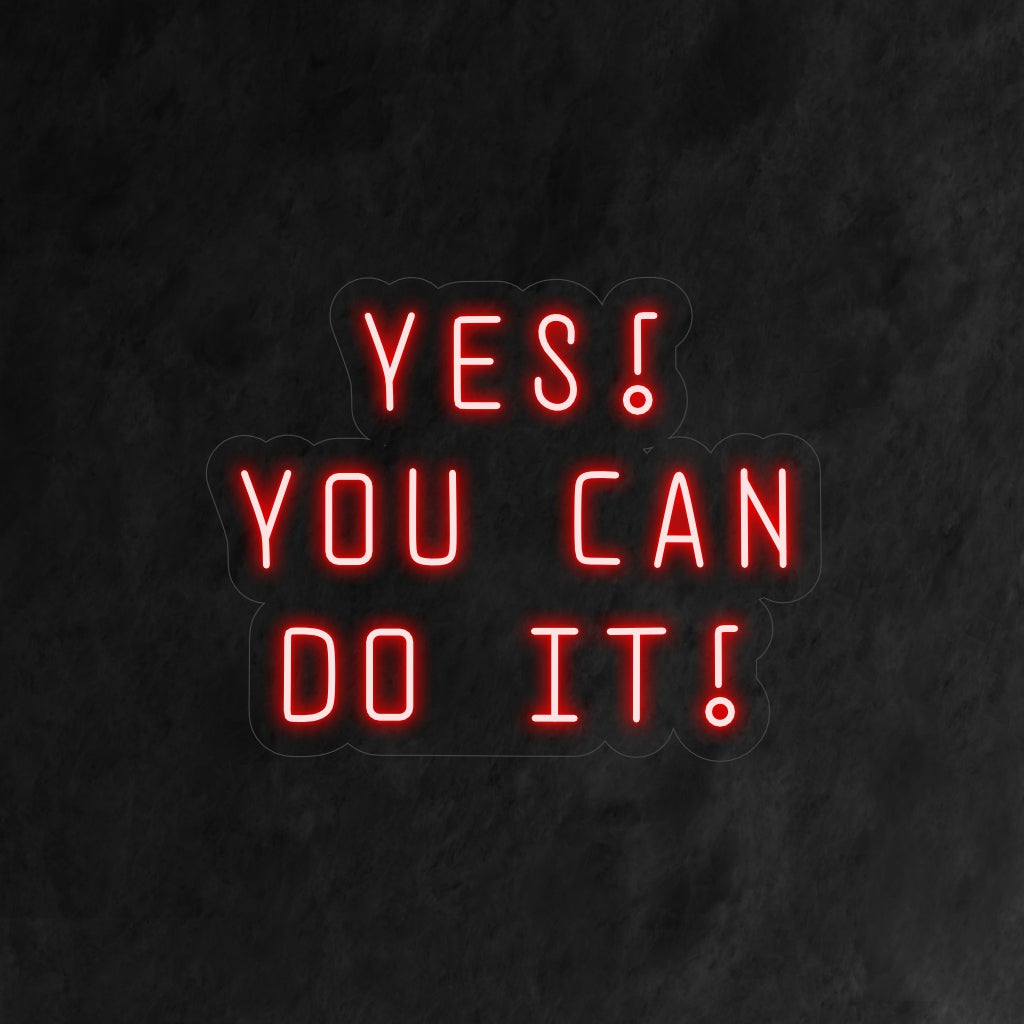 "Yes You Can Do It! Neon Sign" motiva com seu brilho encorajador, criando uma atmosfera positiva e edificante que inspira confiança e determinação em seu espaço.