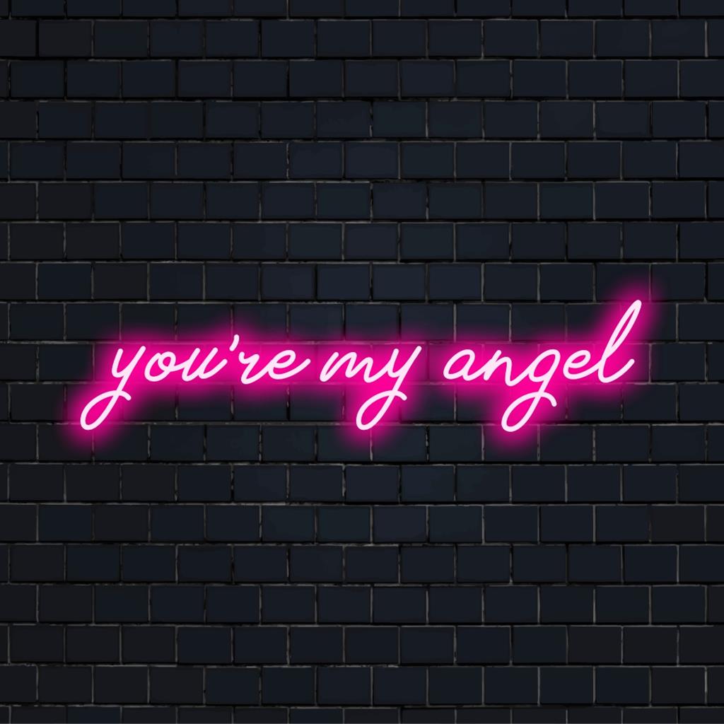 Placa de neon LED personalizada com a frase You're My Angel, ideal para arte e decoração personalizadas com citações neon.