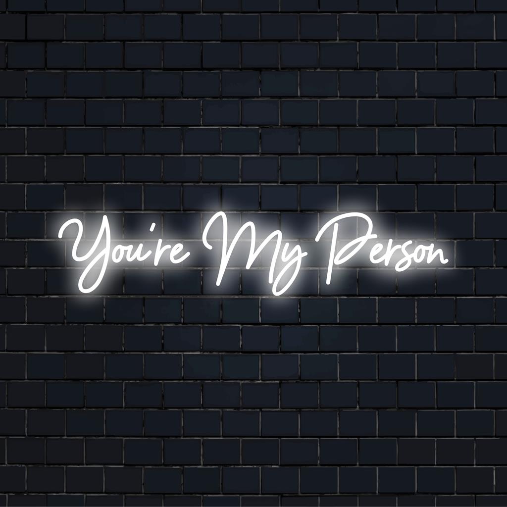 Placa de neon LED personalizada com a frase "Você é minha pessoa", perfeita para uma arte de parede neon exclusiva ou decoração personalizada para casa.