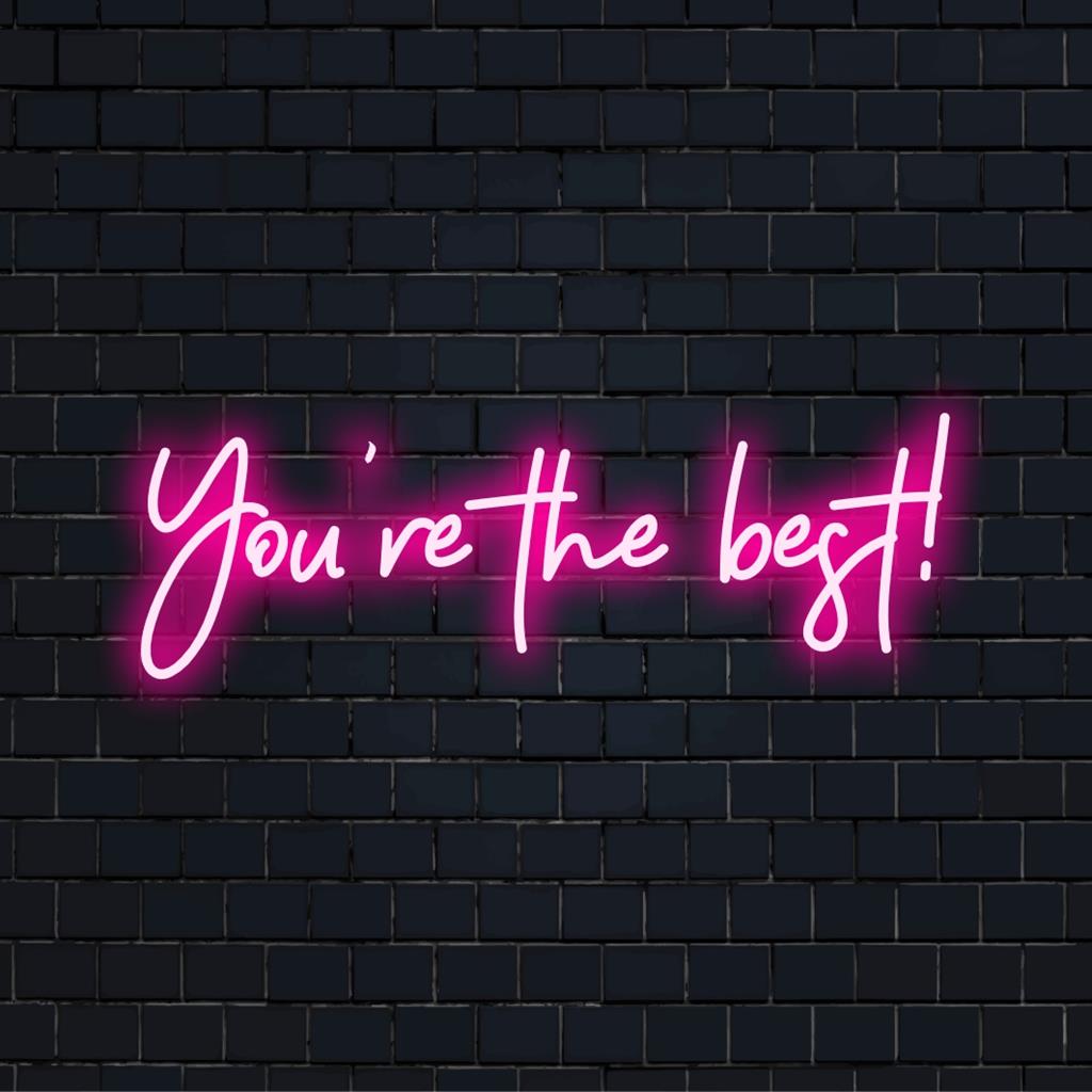 Letreiro de LED neon personalizado com os dizeres "Você é o melhor!", perfeito para adicionar uma decoração vibrante a qualquer ambiente.