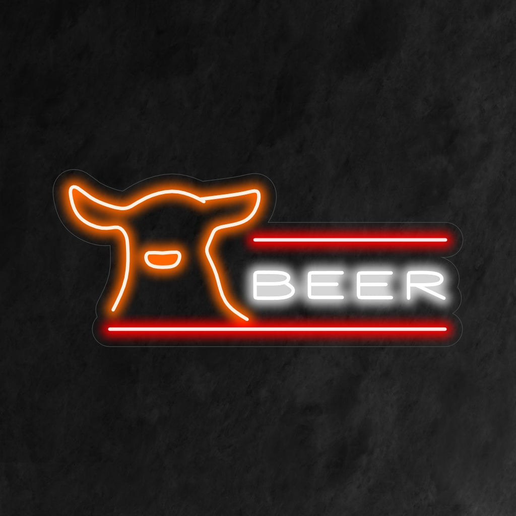 Placa de LED neon personalizada com tema de cerveja e veado, com decoração em neon vibrante; perfeita para decoração de parede de bar ou cabine.
