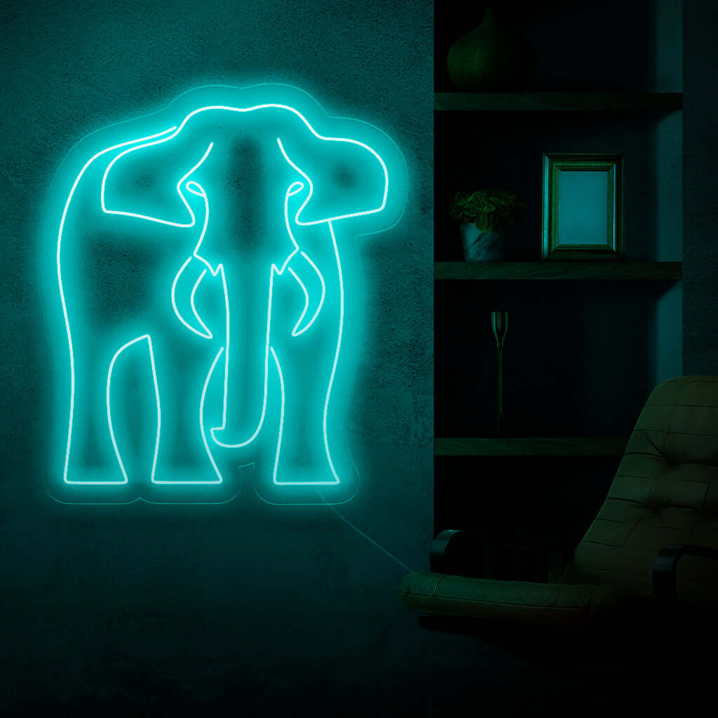 "Placa de Neon de Elefante" é uma adição charmosa e ideal para quem ama animais. Uma luz neon que celebra a natureza majestosa e gentil dos elefantes.