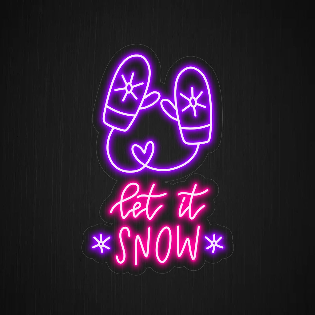 Placa de neon "Let It Snow", um complemento criativo para decoração de inverno ou de feriados, perfeita como arte de parede leve.