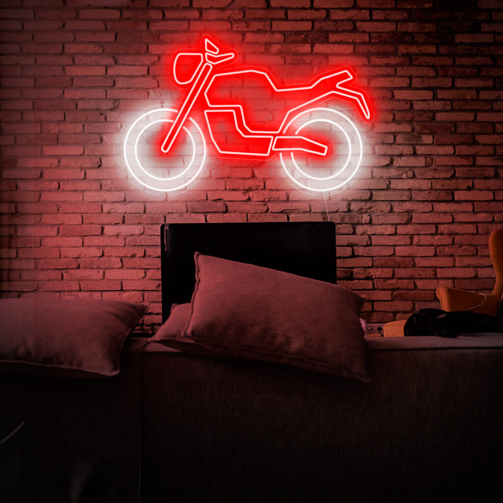 Placa de neon vibrante para motocicleta, perfeita para decoração com tema de motocicleta.