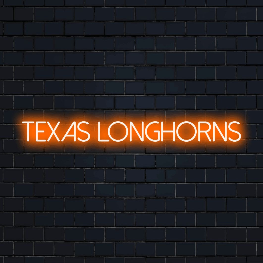 Texas Longhorns Neon Light with bright LED glow on dark brick background