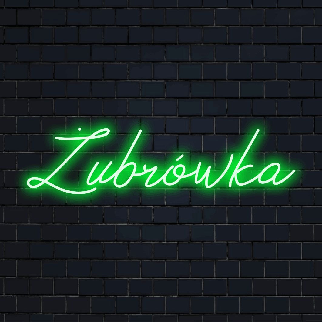 Ubr Wka Neon Sign, glowing wall decor on dark brick wall