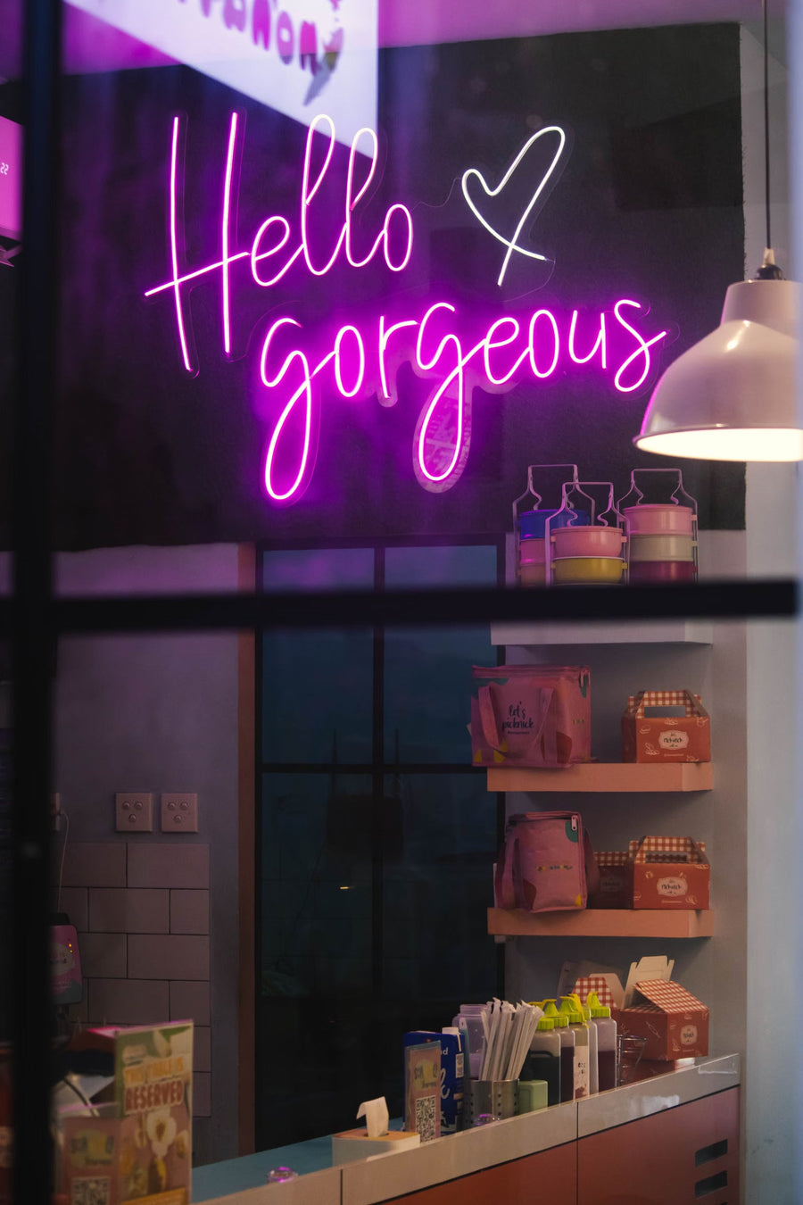 Hair salon LED neon sign in a shop window
