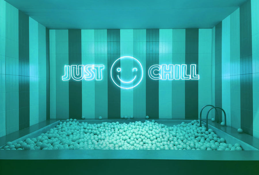 Relaxing LED neon sign in a wellness space