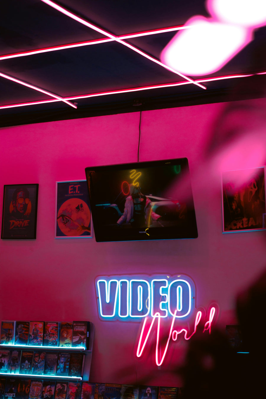 Custom media logo LED neon sign in a studio