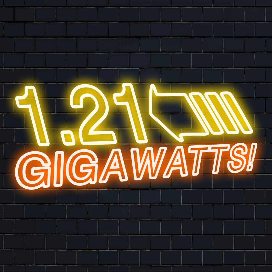 Letreiro de LED neon vibrante de 1,21 Gigawatts! Personalizado, uma mistura única de arte de parede neon e decoração neon personalizada.