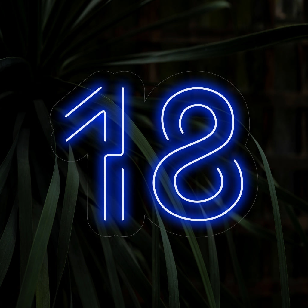 "Placa de Neon de 18º Aniversário" é um acessório vibrante e comemorativo, com o número 18 em um design animado e divertido. Perfeito para celebrar o marco especial de completar 18 anos.