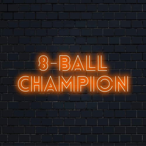 Arte de parede neon personalizada com 8 bolas, luz LED, perfeita para fãs de sinuca e salas de jogos. Decoração LED vibrante e personalizada.