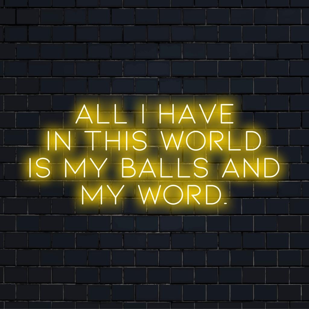 A custom-made LED neon sign featuring a powerful quote, perfect for bold neon wall art or personalized neon decor.
