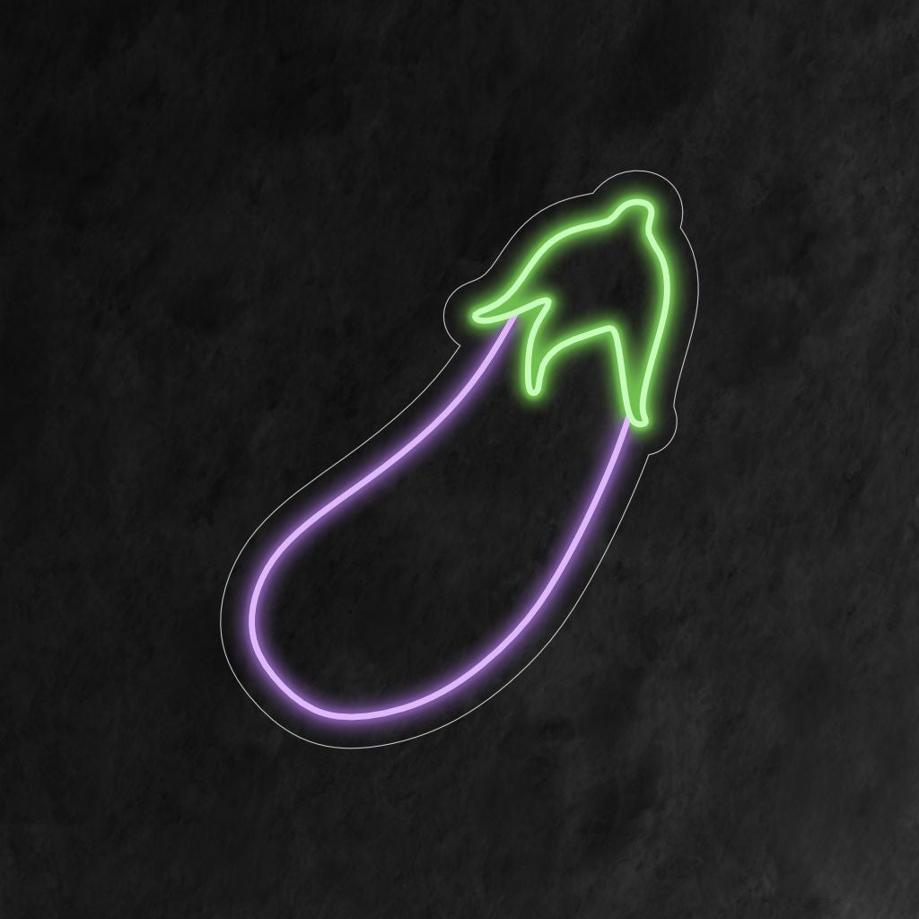 "Placa de neon de berinjela" - Uma linda luz de neon com a representação de uma berinjela, trazendo charme culinário e capricho ao seu ambiente.