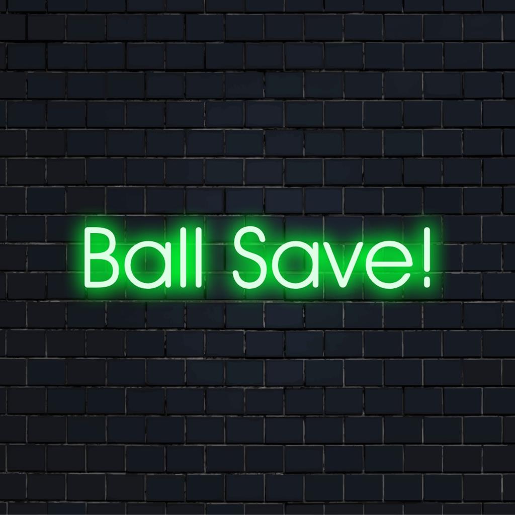 Placa de neon LED com a frase "Salve a Bola!" em cores vibrantes. Perfeita como arte de parede neon para casas ou áreas de lazer, além de decoração LED personalizada.