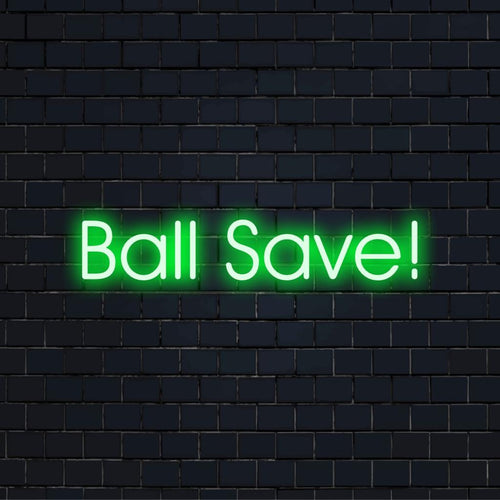 Placa de neon LED com a frase "Salve a Bola!" em cores vibrantes. Perfeita como arte de parede neon para casas ou áreas de lazer, além de decoração LED personalizada.