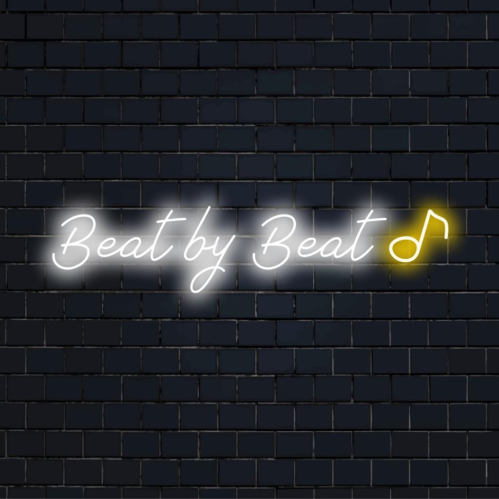 Placa de LED neon personalizada Beat By Beat, obra de arte radiante que mistura estilo personalizado e decoração vibrante com luz neon.