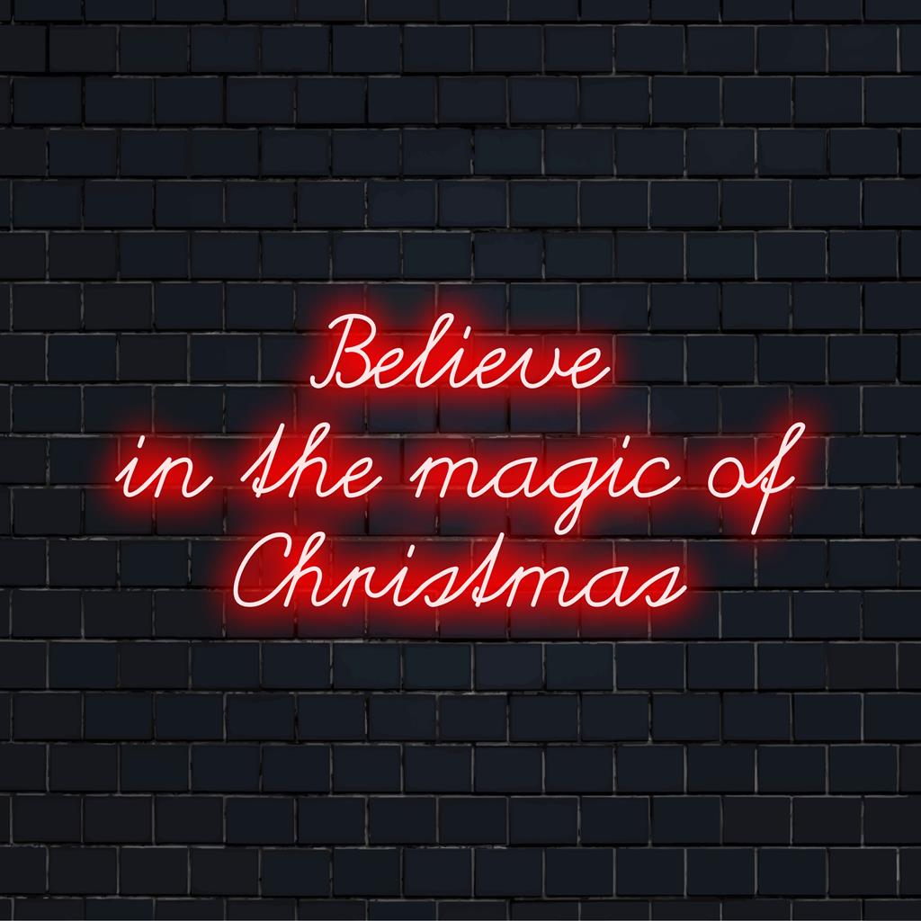 Placa de LED neon personalizada com Believe In The Magic Of Christmas; perfeita para decoração sazonal de luz neon, arte de parede neon para festas.